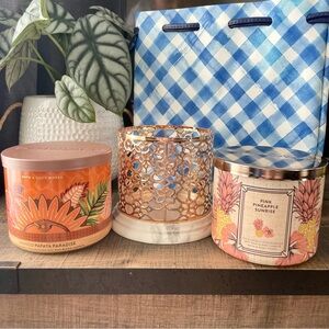 Bath & Body Works 3 wick candles holder and gift bag